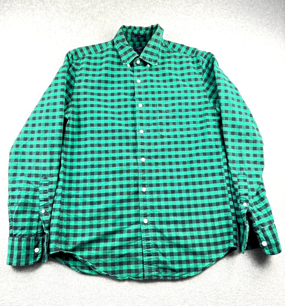 J.Crew Oxford Slim Fit Button Down Shirt Black Green Men’s Size M Checked